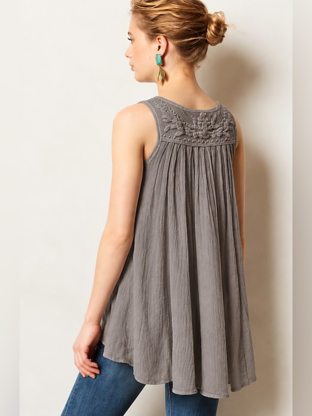 Anthropologie Meadow Rue Tonala Lace High-Low Swing Tank Sz. L